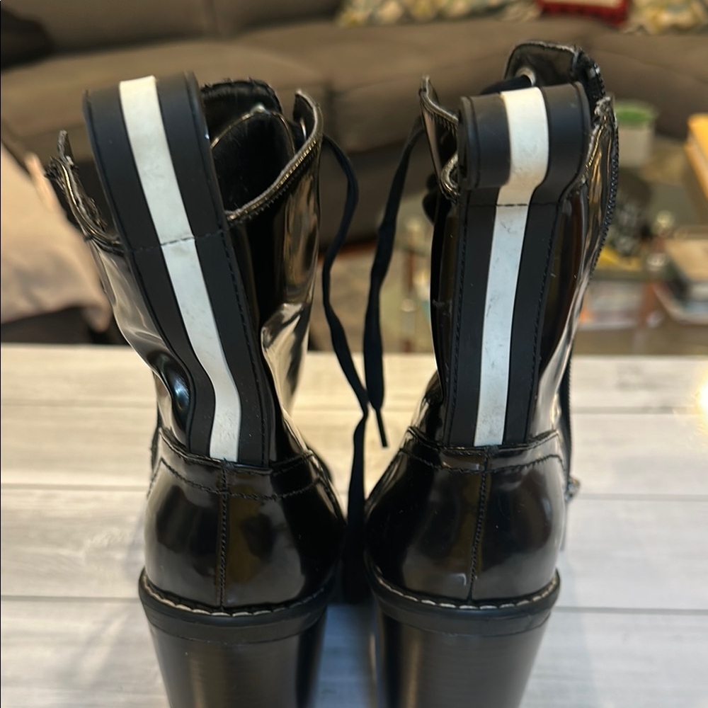 BCBGeneration Sz 8 Pauline Black Lace-Up Zip Combat Boots with Rugged Sole • NWT - Picture 10 of 12